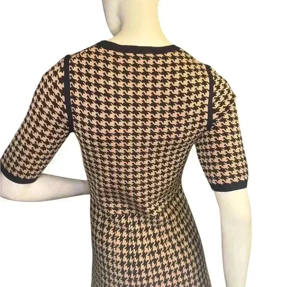 Ann Taylor Houndstooth Flare Dress Stretch Holiday Shimmer Size XS.  #311 - Picture 11 of 13